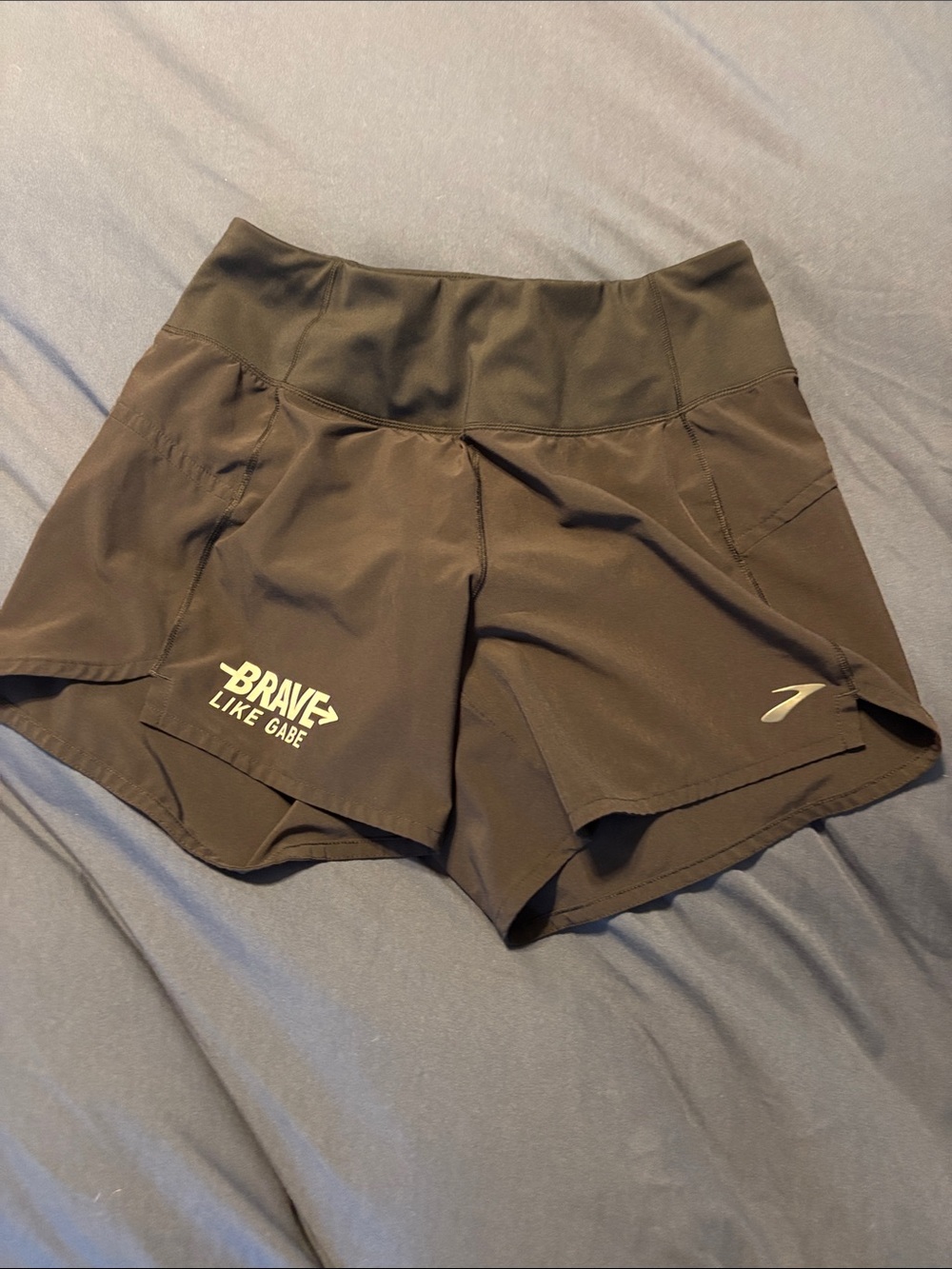 Brooks Women’s Black Athletic Shorts with Brave Like Gabe Print